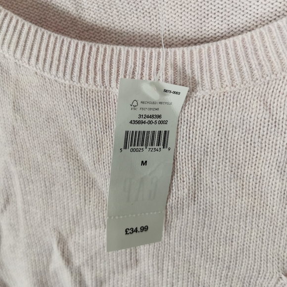 Ladies Jumper Size M 12 14 GAP Pink Thin Knit Smart Casual Short Sleeve - Picture 4 of 7